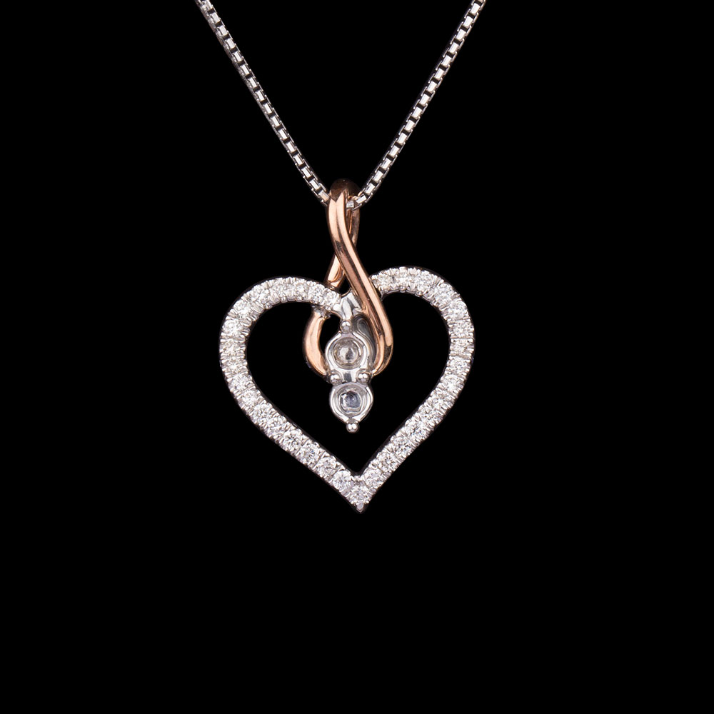 14K Two Tone (Rose Gold + Yellow Gold) HEART PENDANTS