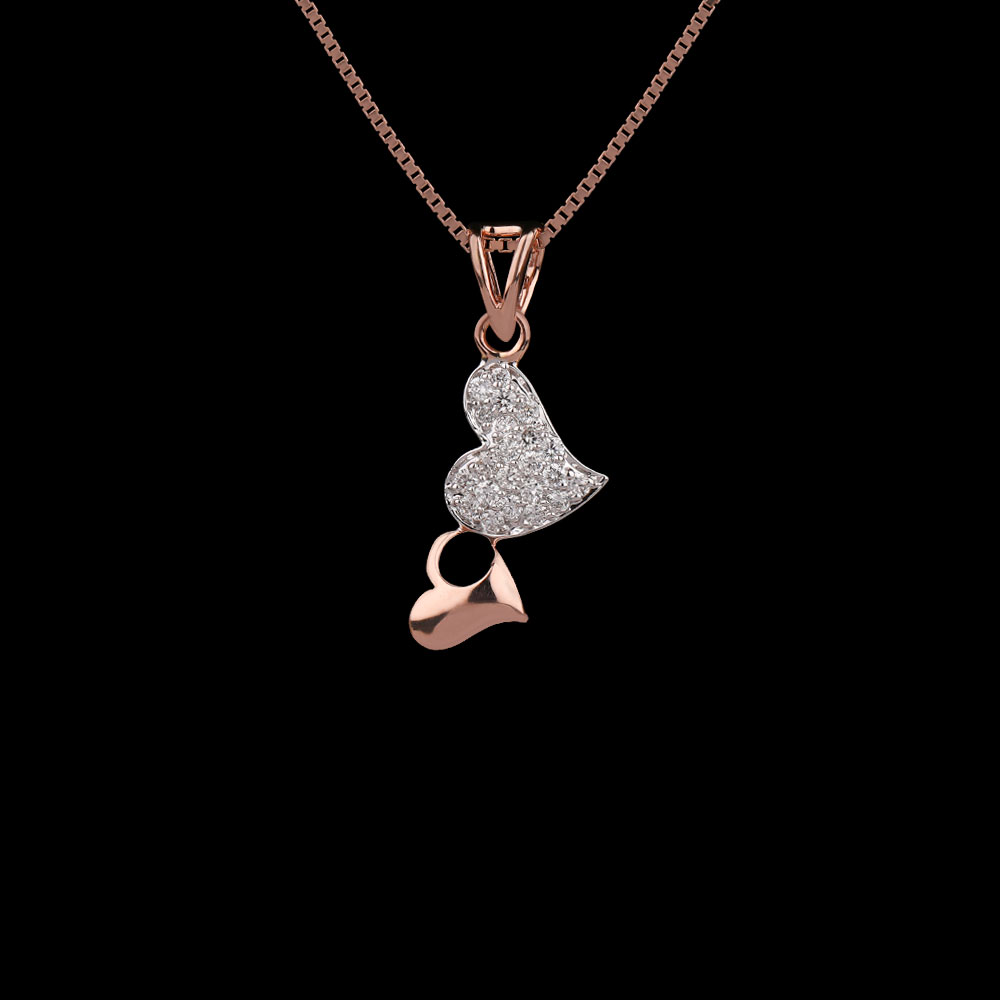 14K Two Tone (Rose Gold + Yellow Gold) HEART PENDANTS